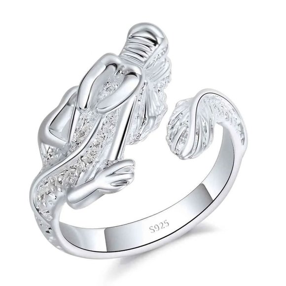 925 Sterling Silver Dragon Ring Open Knuckle Rings for Women Adjustable Retro